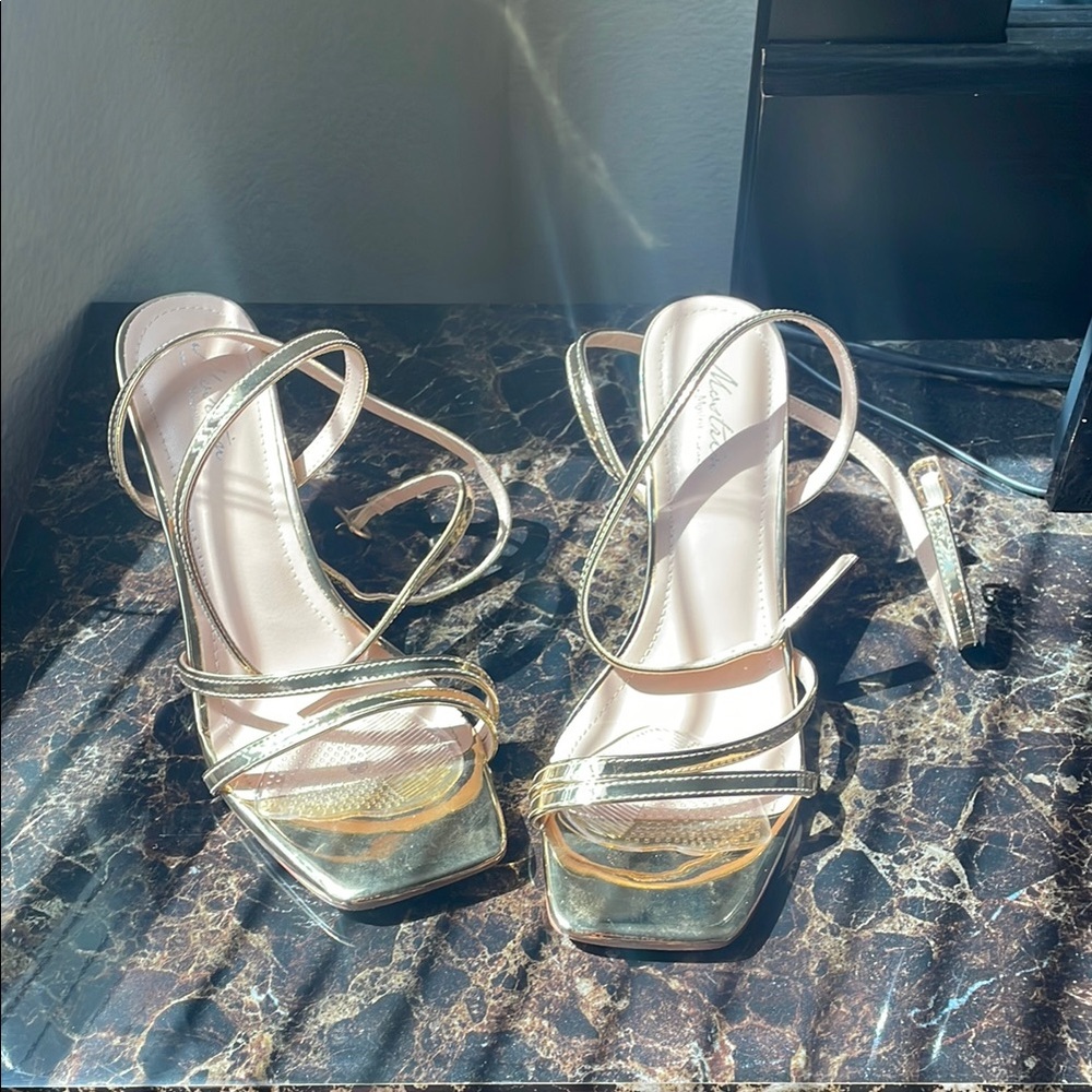 Elegant Gold Strappy Heels
